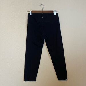 Athleta Black Crop Mesh Panel Leggings